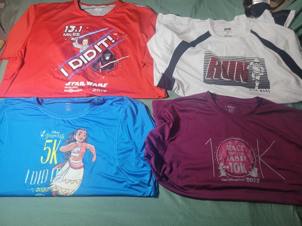 4 Disney Race for the RunDisney World Adult XXL Performance Shirt Lot